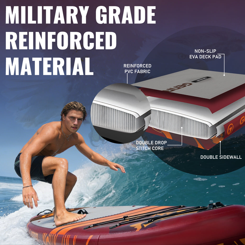 Genreen 11ft Inflatable Stand Up Paddle Board (SUP), 6 in Thick Fishing Paddle Board, Non-Slip Comfort Deck, Premium SUP Kit