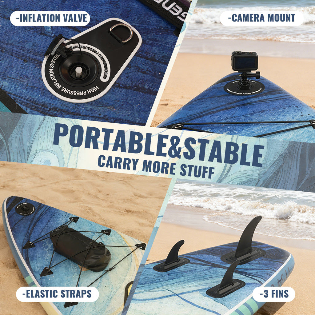 Genreen 11ft Inflatable Stand up Paddle Board, All Around Lightweight Fishing SUP for Adults with Premium Accessories