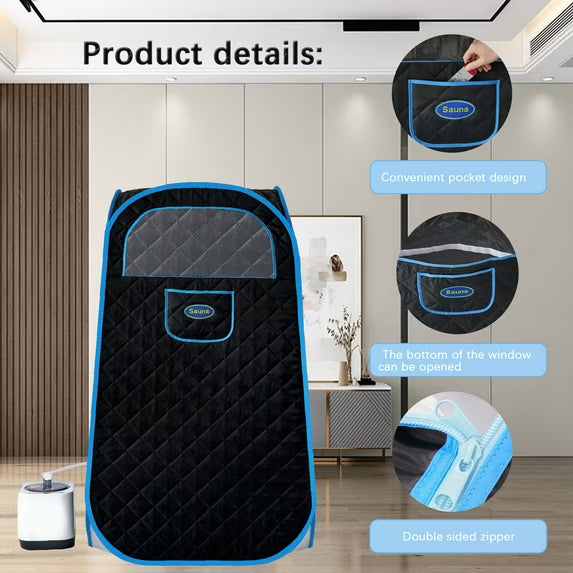Genreen Sport 1-Person Portable Steam Sauna Tent, 1000W&2.2L Home Spa with Foldable Chair & Remote Control for Relaxation