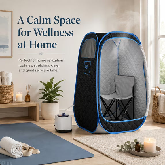 Genreen Sport 1-Person Portable Steam Sauna Tent, 1000W&2.2L Home Spa with Foldable Chair & Remote Control for Relaxation
