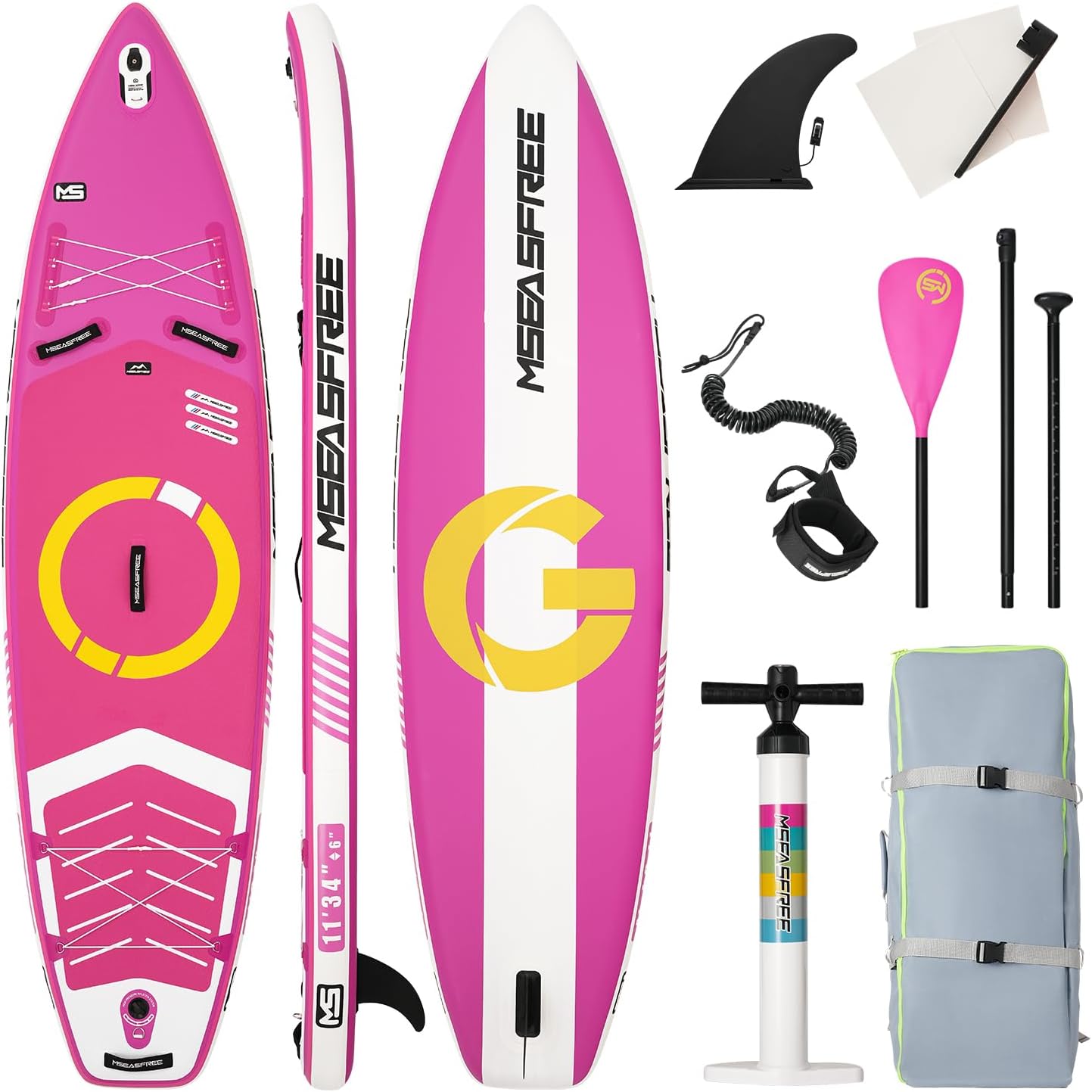 11ft Premium Inflatable Stand Up Paddle Board, red Yoga Board with Durable SUP Accessories&Carry Bag Waterproof Bag, Leash | Wide Stance, Surf Control, Non-Slip Deck, Leash, Paddle and Pump for Youth & Adult