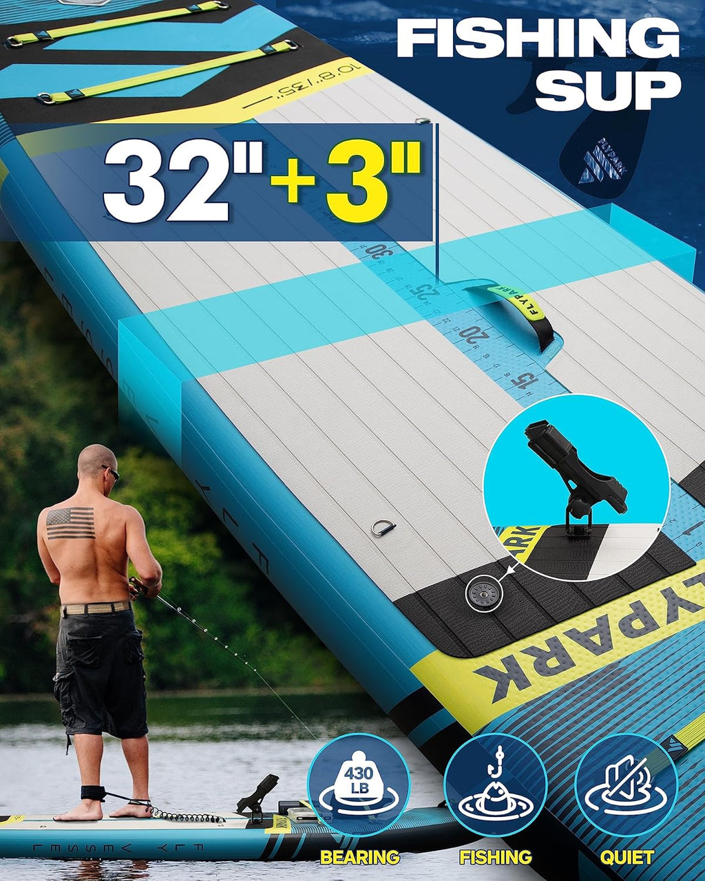 Extra Wide SUP board, blue Inflatable Paddle board