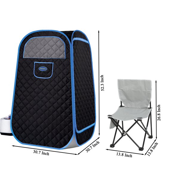 Genreen Sport 1-Person Portable Steam Sauna Tent, 1000W&2.2L Home Spa with Foldable Chair & Remote Control for Relaxation