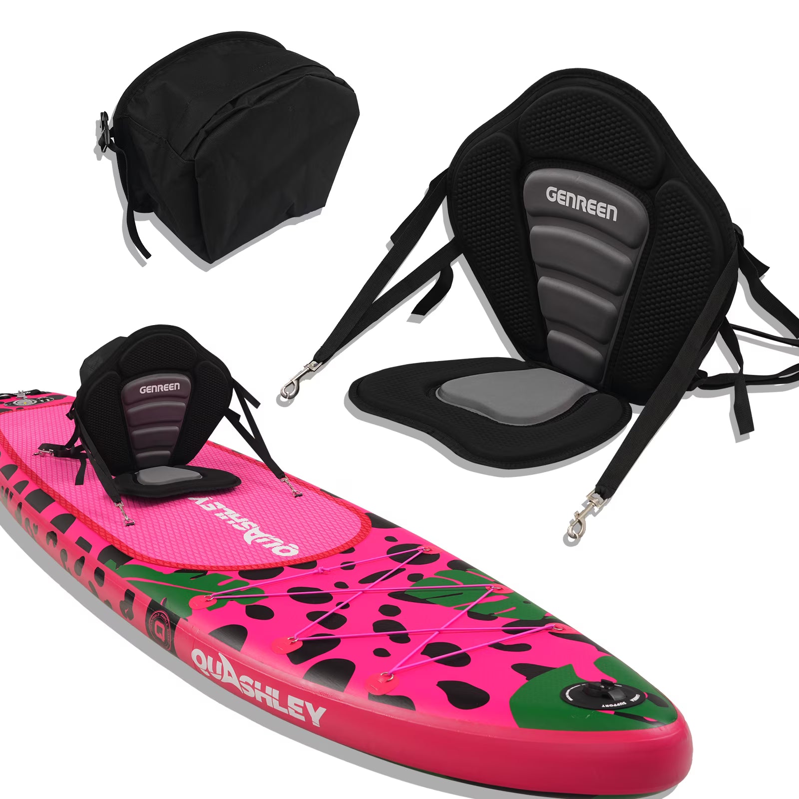 Genreen Sport Deluxe Kayak Seat With Adjustable Straps And Detachable Storage Bag, Universal for Paddle Board, Canoe, Fishing Boat, SUP