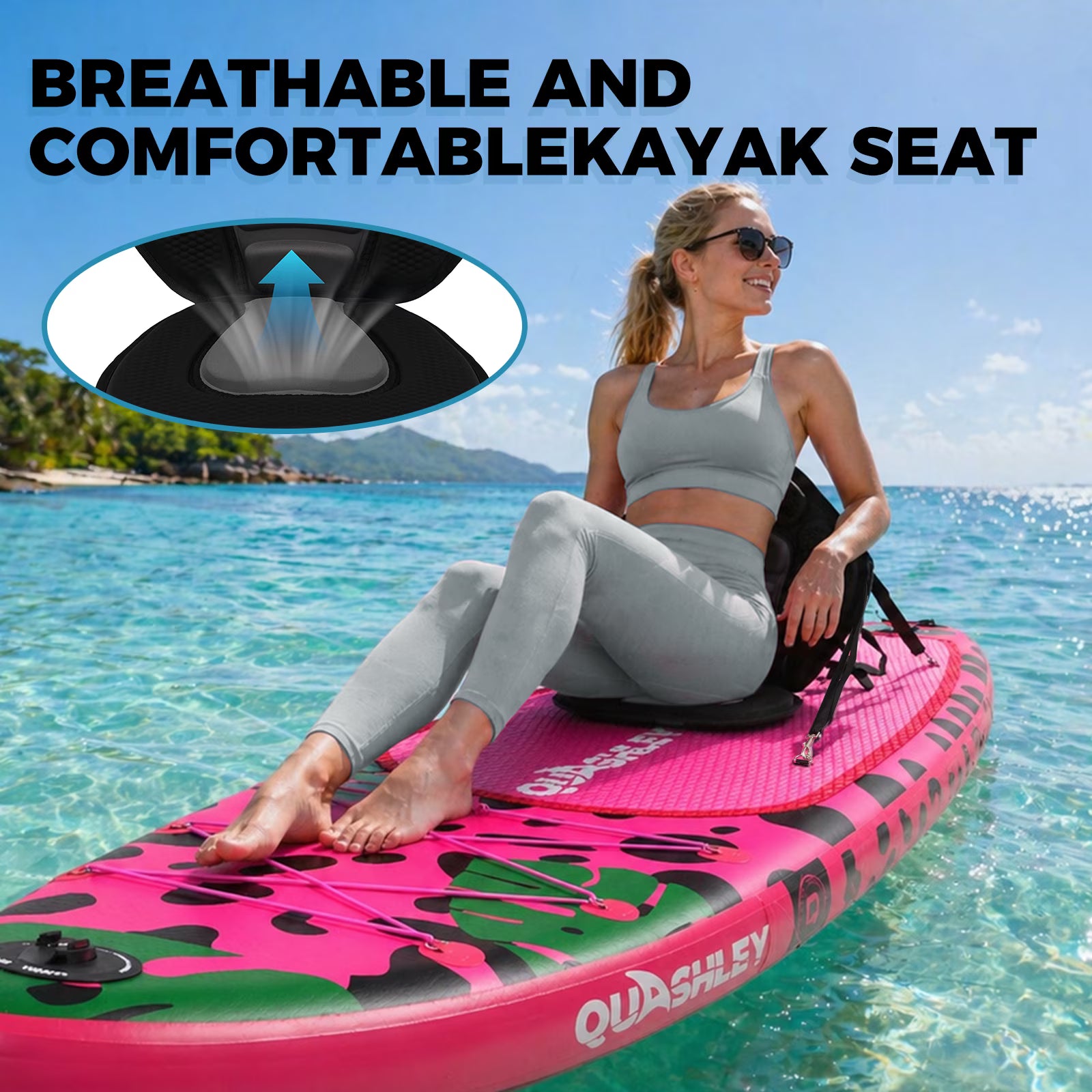 Genreen Sport Deluxe Kayak Seat With Adjustable Straps And Detachable Storage Bag, Universal for Paddle Board, Canoe, Fishing Boat, SUP