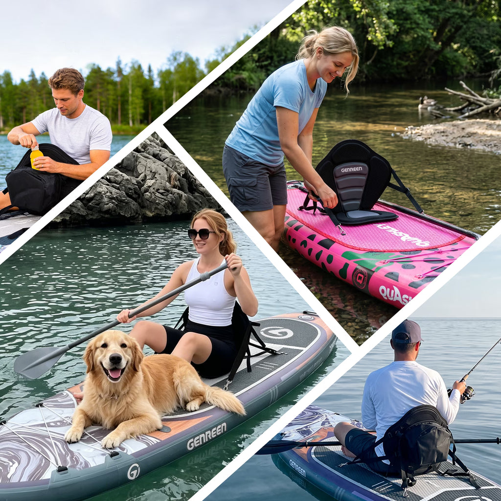 Genreen Sport Deluxe Kayak Seat With Adjustable Straps And Detachable Storage Bag, Universal for Paddle Board, Canoe, Fishing Boat, SUP